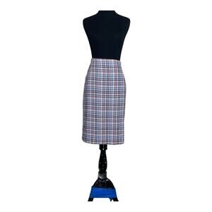 Tommy Hilfiger blue plaid lined pencil skirt size  10